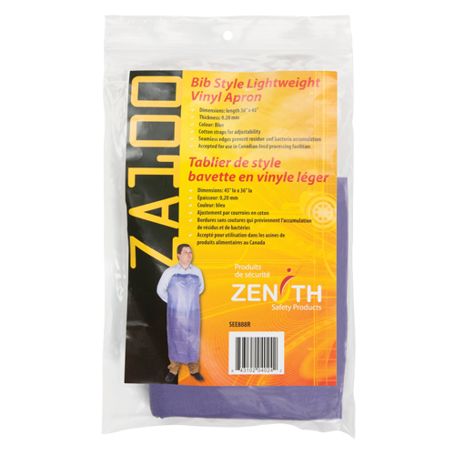 Lightweight Apron, Vinyl, 45" L x 36" W, Blue Superchem Industries