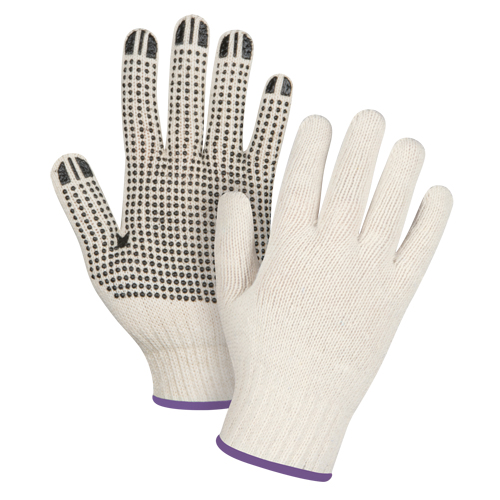 Lightweight Dotted String Knit Gloves, Poly/Cotton, Single Sided, 7 Gauge, X-Small Superchem Industries