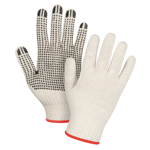 Lightweight Dotted String Knit Gloves, Poly/Cotton, Single Sided, 7 Gauge, Small Superchem Industries