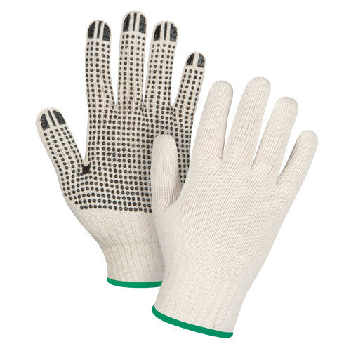 Gants l&eacute;gers tricot&eacute;s &agrave; pois, Poly/coton, Un c&ocirc;t&eacute;, Calibre 7, Moyen Superchem Industries