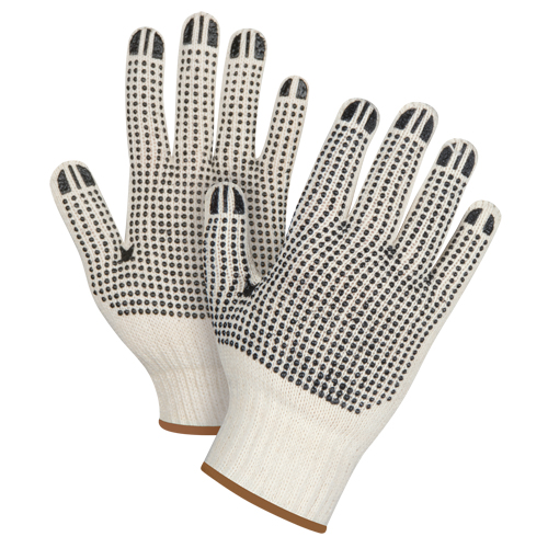 Heavyweight Double-Sided Dotted String Knit Gloves, Poly/Cotton, Double Sided, 7 Gauge, Large Superchem Industries