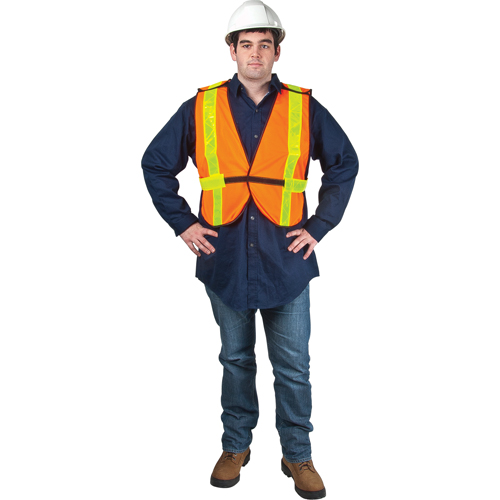 Standard-Duty Safety Vest, High Visibility Orange, Medium, Polyester Superchem Industries