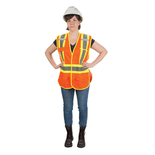 CSA Compliant High Visibility Surveyor Vest, High Visibility Orange, 2X-Large, Polyester Superchem Industries
