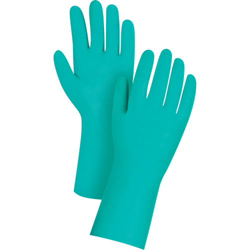 Gants de premi&egrave;re qualit&eacute; &agrave; prise en losange r&eacute;sistants aux produits chimiques, Taille 2T-Grand/11, 13" lo, Nitrile, 11 mils Superchem Industries