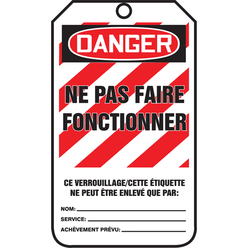 Lockout Tags, Plastic, 3-3/8" W x 5-5/8" H, French Superchem Industries