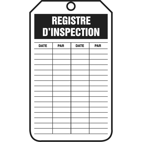 &eacute;tiquettes de s&eacute;curit&eacute; d'inspection et de contr&ocirc;le de l'&eacute;tat de l'&eacute;quipement, Papier cartonn&eacute;, 3-1/8" la x 5-7/8" h, Français Superchem Industries