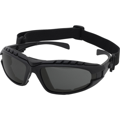 Lunettes de s&eacute;curit&eacute; &agrave; monture noire Dustdevil, Lentille Gris, Antibu&eacute;e/Anti-&eacute;gratignures, ANSI Z87+/R&eacute;pond ou surpasse la norme CSA Z94.3 Superchem Industries