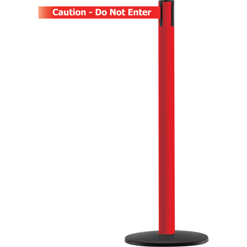 Advance TensaBarrier&reg; Barrier Post, Steel, 36" H, White/Red Tape, 7.5' Tape Length Superchem Industries
