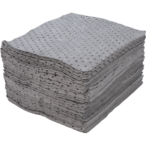 Feuilles absorbantes en fibres fines de premi&egrave;re qualit&eacute;, Universel, 15" x 17", 30 gal. d'absorption Superchem Industries
