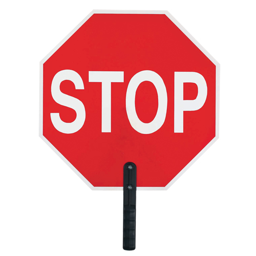 Panneau de signalisation  Stop , 18" x 18", Plastique, Anglais avec pictogramme Superchem Industries
