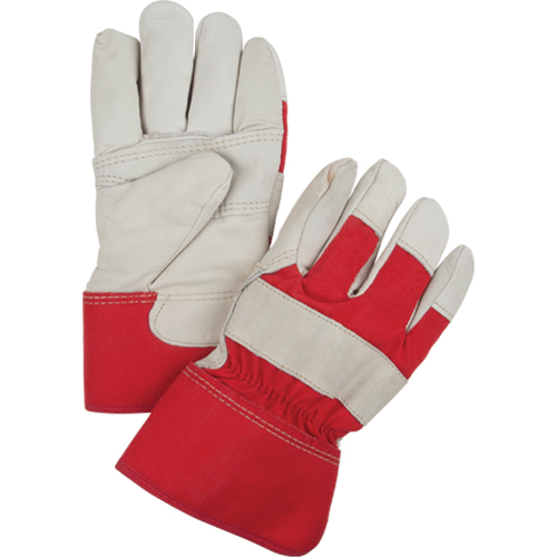 Red & White Winter-Lined Fitters Gloves, Large, Grain Cowhide Palm, Boa Inner Lining Superchem Industries