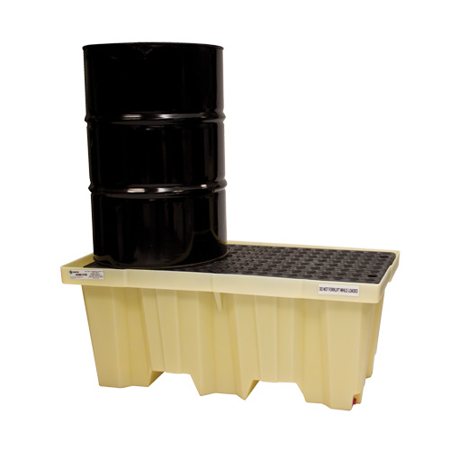 Nestable 2-Drum Poly-Spillpallet Without Drain, 66 US gal. Spill Capacity, 51" x 26" x 21" Superchem Industries