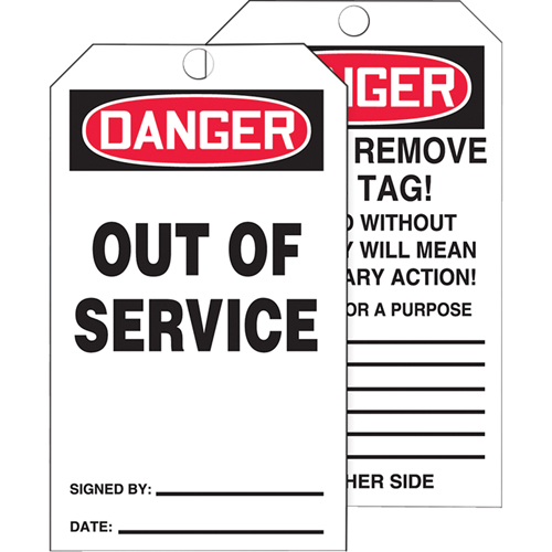 Tags By-The-Roll Safety Tags, Cardstock, 3" W x 6-1/4" H, English Superchem Industries