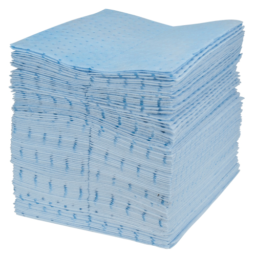 Premium Blue Bonded Sorbent Pads, Oil Only, 15" x 17", 30 gal. Absorbancy Superchem Industries
