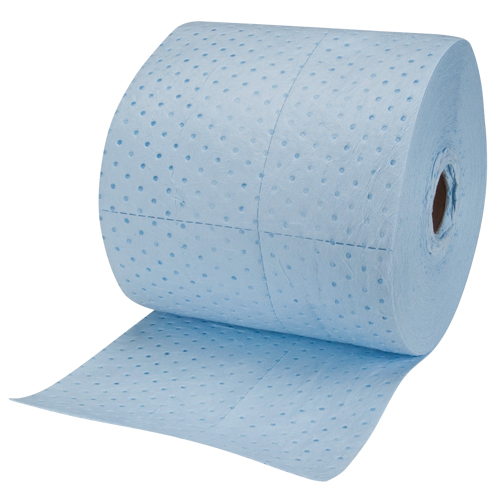 Rouleaux absorbants li&eacute;s bleus de premi&egrave;re qualit&eacute;, Lourd, 150' lo x 15" la, Absorption 25 gal. Superchem Industries