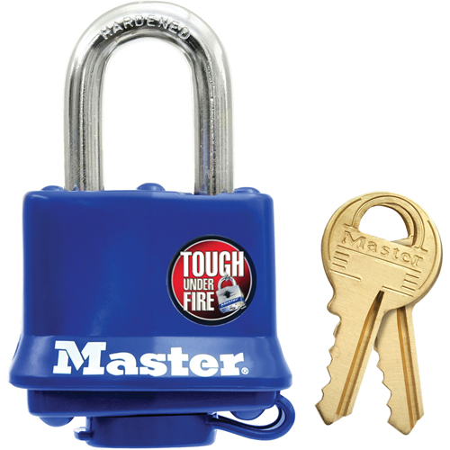Cadenas r&eacute;sistant aux intemp&eacute;ries, Bleu, Cl&eacute;s diff&eacute;rentes, Acier lamin&eacute;, Largeur de 1-9/16" Superchem Industries