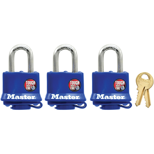 Weather-Resistant Padlock, Blue, Keyed Alike, Laminated Steel, 1-9/16" Width Superchem Industries