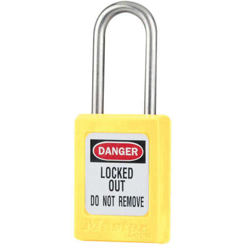 S31 Zenex Safety Padlock, Yellow, Keyed Different, Thermoplastic, 1-3/8" Width Superchem Industries