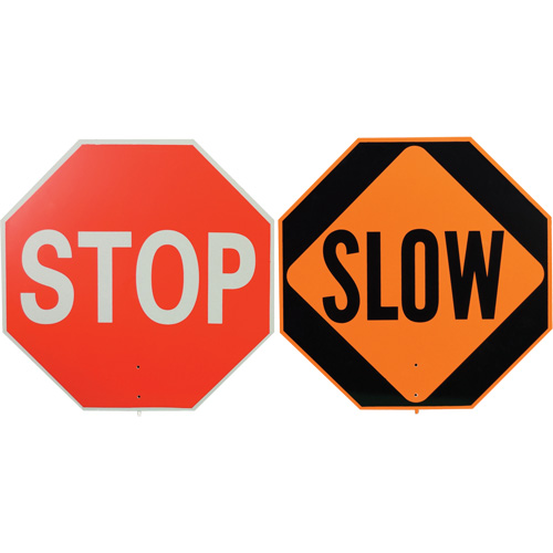 Panneau de signalisation &agrave; deux c&ocirc;t&eacute;s  Stop/Slow  Superchem Industries