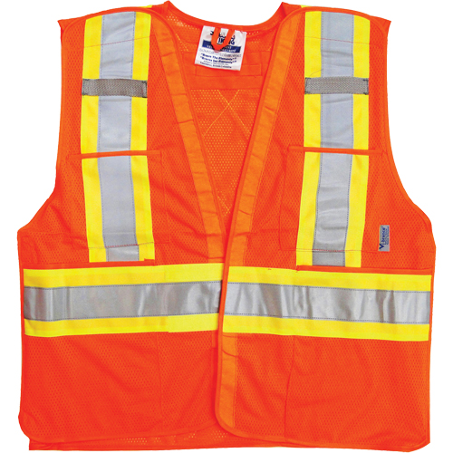 Vestes de s&eacute;curit&eacute; pour la circulation, Orange haute visibilit&eacute;, Grand/T-Grand, Polyester Superchem Industries