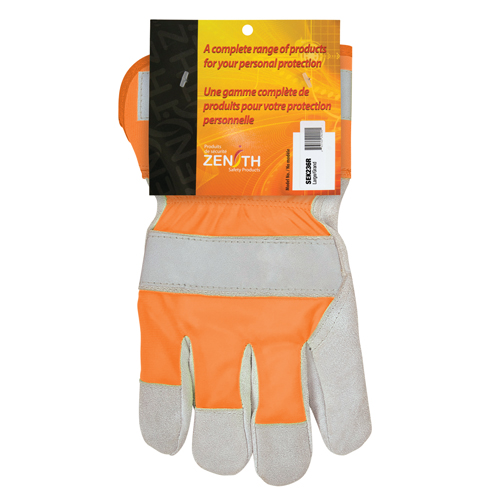 Gants d'ajusteur haute visibilit&eacute; de premi&egrave;re qualit&eacute;, Grand, Paume en Cuir de vache refendu, Doublure en Coton Superchem Industries