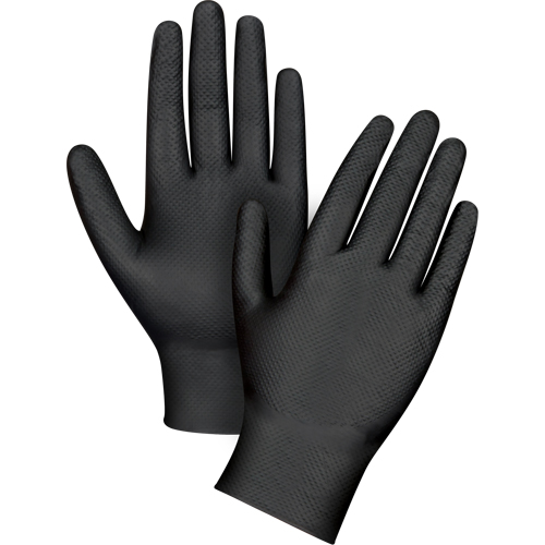 Heavyweight Tactile Grip Examination Gloves, Small, Nitrile, 8-mil, Powder-Free, Black Superchem Industries