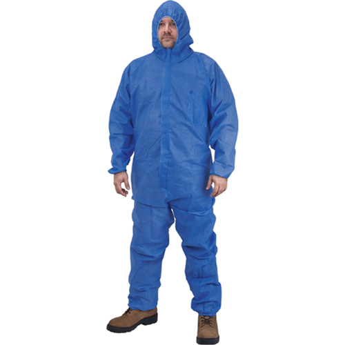 Hooded Coveralls, Medium, Blue, SMS Superchem Industries