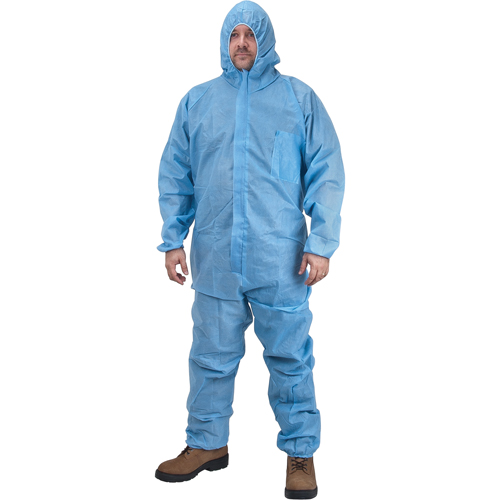 Combinaisons &agrave; capuchon de premi&egrave;re qualit&eacute;, 4T-Grand, Bleu, Polypropyl&egrave;ne Superchem Industries