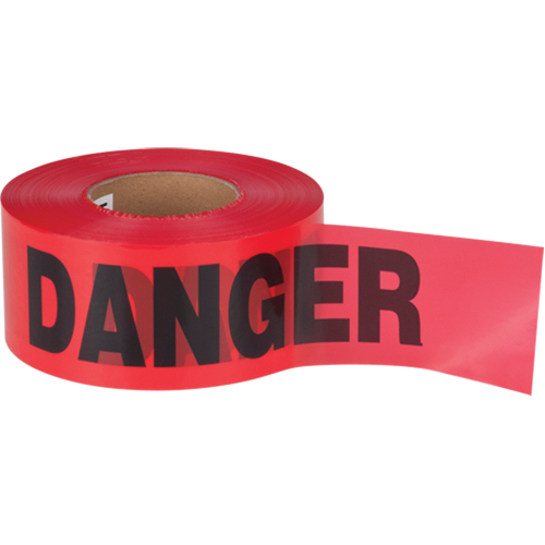 "Danger" Barricade Tape, Bilingual, 3" W x 1000' L, 1.5 mils, Black on Red Superchem Industries