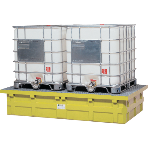 GRV double &agrave; dessus bas sans drain, Capacit&eacute; de d&eacute;versement 385 gal. US, 110" x 55" x 20" Superchem Industries