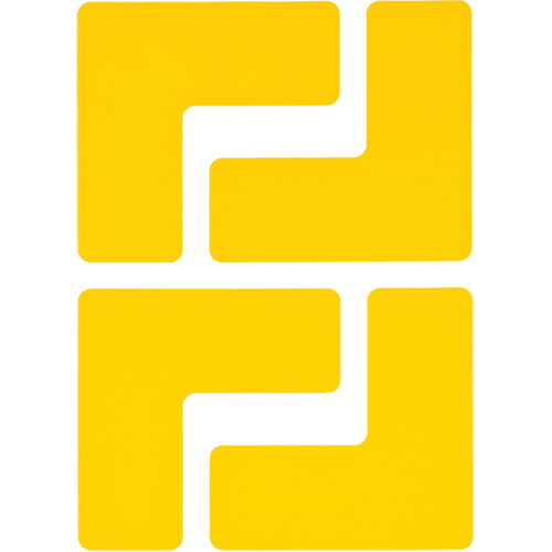 Floor Corner Marks, L, 5" L x 2" W, Yellow, Polyester Superchem Industries