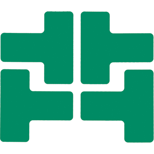 Autocollants pour d&eacute;limitation des coins sur le sol, T, 5" lo x 2" la, Vert, Polyester Superchem Industries