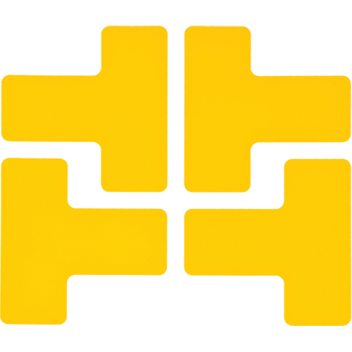 Floor Corner Marks, T, 5" L x 2" W, Yellow, Polyester Superchem Industries