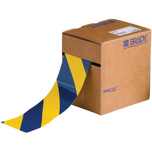 ToughStripe&reg; Floor Marking Tape, 3" x 100', Polyester, Blue and Yellow Superchem Industries