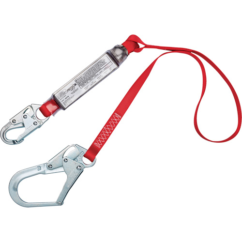 Shock-Absorbing Lanyard, 4', Snap Hook Center, Rebar Hook Leg Ends, Polyester Superchem Industries
