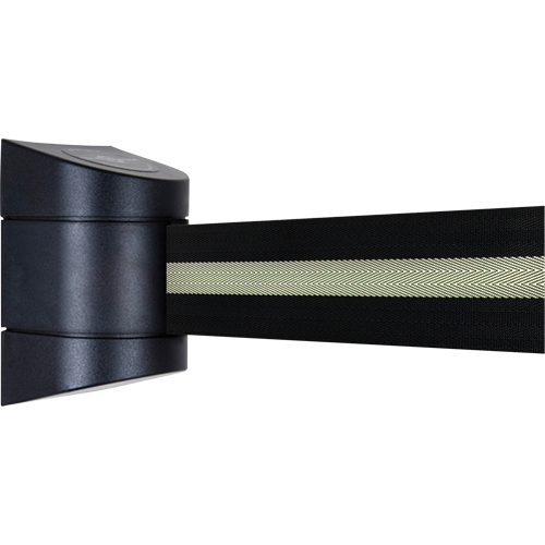TensaBarrier&reg; Wall Mounted Units, Plastic, Screw Mount, 15', Black Tape Superchem Industries