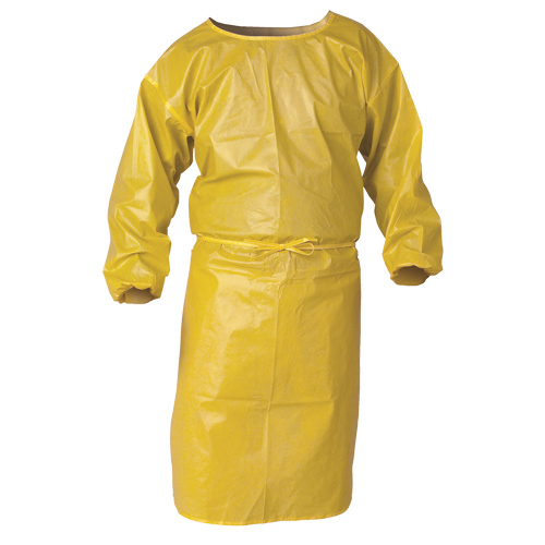 Blouse de protection Kleenguard contre la vaporisation de produits chimiques, Polypropyl&egrave;ne, Jaune, 34" la x 52" lo Superchem Industries