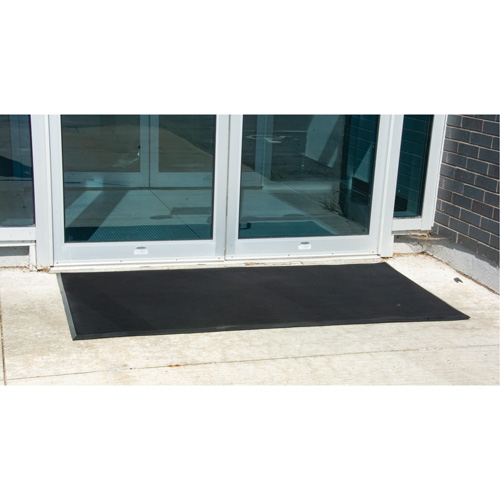 Outdoor Entrance Matting, Rubber, Scraper Type, Textured Pattern, 2' x 2-2/3', Black Superchem Industries