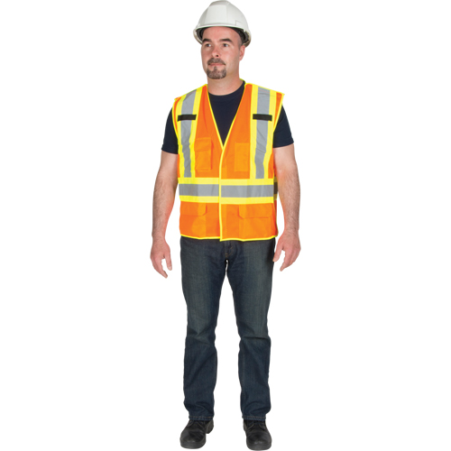 Veste de s&eacute;curit&eacute; d&eacute;tachable en cinq points de premi&egrave;re qualit&eacute;, Orange haute visibilit&eacute;, Grand/T-Grand, Polyester Superchem Industries