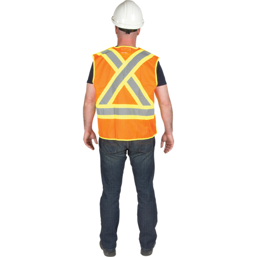 Veste de s&eacute;curit&eacute; d&eacute;tachable en cinq points de premi&egrave;re qualit&eacute;, Orange haute visibilit&eacute;, Grand/T-Grand, Polyester Superchem Industries