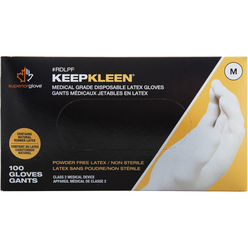 KeepKleen&reg; Disposable Medical Exam Grade Gloves, Large, Latex, 5-mil, Powder-Free, White, Class 2 Superchem Industries