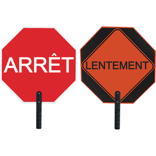 Panneau de signalisation &agrave; deux c&ocirc;t&eacute;s  Arr&ecirc;t/Lentement  Superchem Industries
