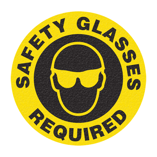 "Safety Glasses" Floor Sign, Adhesive, English with Pictogram Superchem Industries