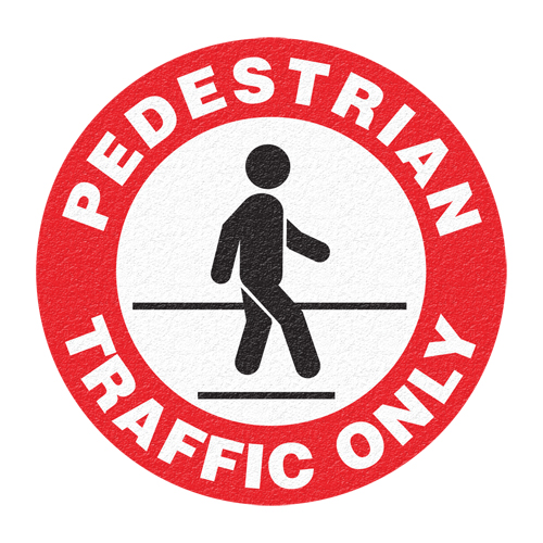 "Pedestrian Traffic Only" Floor Sign, Adhesive, English with Pictogram Superchem Industries