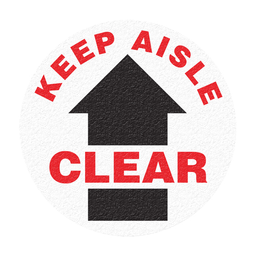 Panneau de signalisation au sol  Keep Aisle Clear , Adh&eacute;sif, Anglais avec pictogramme Superchem Industries