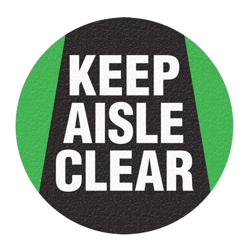 Panneau de signalisation au sol  Keep Aisle Clear , Adh&eacute;sif, Anglais avec pictogramme Superchem Industries