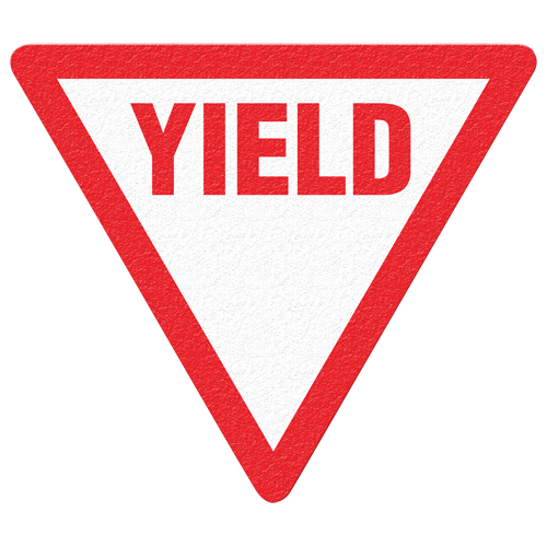 "Yield" Floor Sign, Adhesive, English with Pictogram Superchem Industries