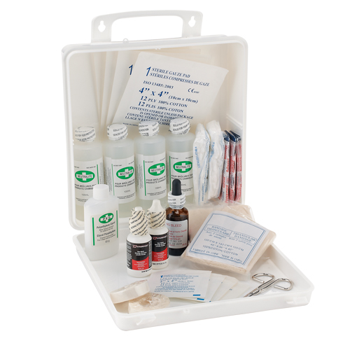 Trousse de premiers soins des brûlures pour soudeurs Dynamic, Dispositif m&eacute;dical Classe 1, Boîte en plastique Superchem Industries