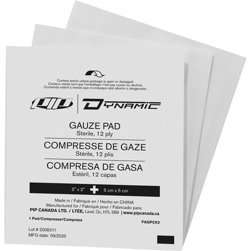 Gaze Dynamic, Tampon, 2" lo x 2" la, St&eacute;rile, Dispositif m&eacute;dical Classe 1 Superchem Industries
