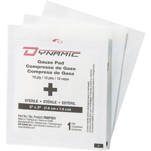 Dynamic Gauze, Pad, 3" L x 3" W, Sterile, Medical Device Class 1 Superchem Industries